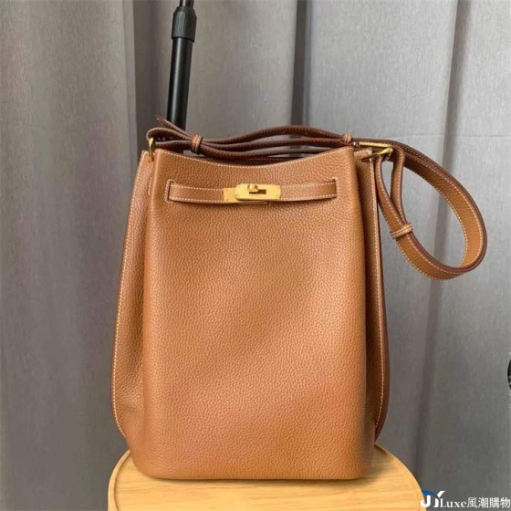 sokelly Kelly bag, original tc leather 22cm crossbody bucket women\'s bag, all hand-sewn with wax thread